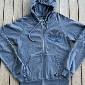 Chrome Hearts Gray Hoodie with Blue Accent